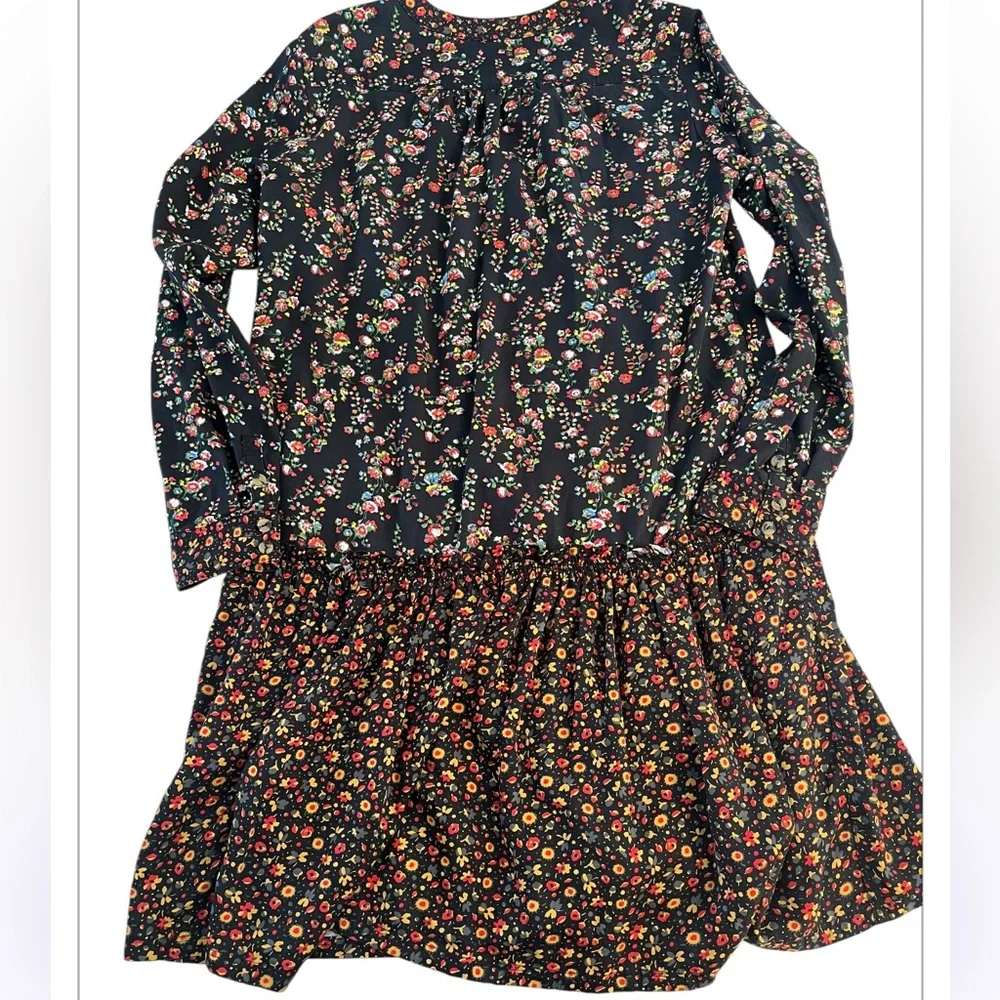 Anthropologie Maeve Marlie Button-Front Tunic Floral Long Sleeved Dress 8 - Picture 6 of 12
